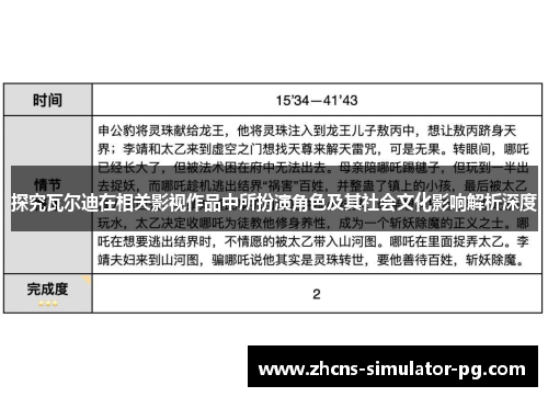 探究瓦尔迪在相关影视作品中所扮演角色及其社会文化影响解析深度